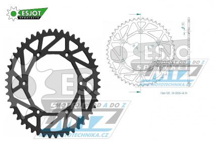 Rozeta ocelová (převodník) 0460-48zubů ESJOT ULTRALIGHT 50-32024-48L Offroad (černá) - Kawasaki KX125+KX250+KX500+KXF250+KXF450+KDX175+KDX200+KDX220R+KDX250 +KLX250R+KLX250 D-Tracker+KLX250+KLX250SF+KLX300+KLX450R+KLX650R + Suzuki RM-Z250