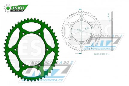 Rozeta ocelov (pevodnk) 0460-50zub ESJOT ULTRALIGHT 50-32024-50-LG Offroad (zelen) - Kawasaki KX125+KX250+KX500+KXF250+KXF450+KDX175+KDX200+KDX220R+KDX250 +KLX250R+KLX250 D-Tracker+KLX250+KLX250SF+KLX300+KLX450R+KLX650R + Suzuki RM-Z250