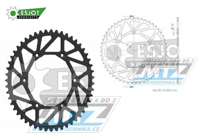 Rozeta ocelová (převodník) 0460-51zubů ESJOT ULTRALIGHT 50-32024-51L Offroad (černá) - Kawasaki KX125+KX250+KX500+KXF250+KXF450+KDX175+KDX200+KDX220R+KDX250 +KLX250R+KLX250 D-Tracker+KLX250+KLX250SF+KLX300+KLX450R+KLX650R + Suzuki RM-Z250