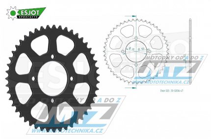 Rozeta ocelová (převodník) 0819-47zubů ESJOT 50-32036-47 - Suzuki RG250 WD Gamma+RG250 WE Gamma / 83-84 + RG250 F Gamma / 86-88 + GSX250 E / 80-82 + GS250 TT / 79-80 + GS250 TX / 79-80 + GSX250 E (Germany) / 80-82