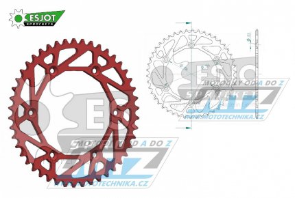 Rozeta ocelov (pevodnk) 0822-43zub ESJOT ULTRALIGHT 50-32043-43LR Offroad (erven) - Husqvarna CR+WR+TC+TE+WRE+TXC+SM+SMR + Suzuki DR350+DRZ400 + Cagiva WMX + Gas-Gas EC+ECF+XC+Ranger + Beta RR + Sherco SE+SEF + Rieju MR+XC+Ranger