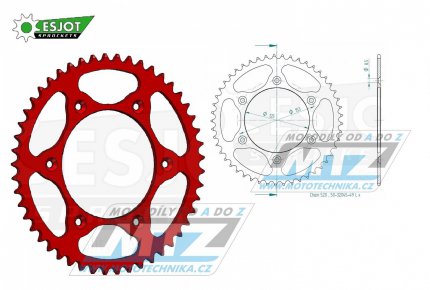 Rozeta ocelov (pevodnk) 0210-49zub ESJOT ULTRALIGHT 50-32045-49-LR Offroad (erven) - Honda CR125+CR250+CR500+CRF250R+CRF250X+CRF450R+CRF450X+CRF450RX +CRF450L + CRM250+CRF150F + CRF230F / 03-19 + XR250S+XL250S+XL250 + XR250R+XR400R / 96-04 + XR