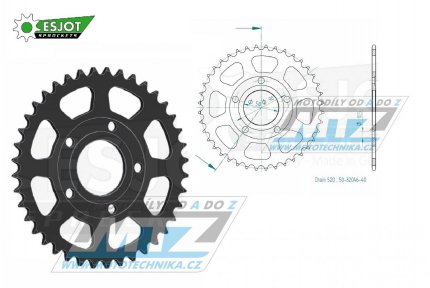 Rozeta ocelov (pevodnk) 0604-40zub ESJOT 50-32046-40 - Honda CRM125 + NSR125RK + NSR125R-R + NSR125R + Gilera 125MX + 125R + 125SP + 125 Crono + 125XR