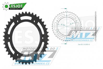 Rozeta ocelová (převodník) 0005-42zubů ESJOT 50-32050-42 - Aprilia 650 Pegaso / 92-04 + Moto 6.5 + 350ETX+125ETX+125MX + BMW F650 / 94-07 + F650 Funduro / 96-00 + F650ST Strada / 98-00 + F650 Dakar + F650GS / 99-07 + G650GS+G310GS + Gilera + Beta Alp