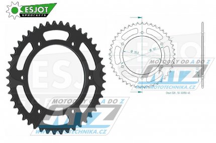 Rozeta ocelov (pevodnk) 0005-45zub ESJOT 50-32050-45 - Aprilia 650 Pegaso / 92-04 + Moto 6.5 + 350ETX+125ETX+125MX + BMW F650 / 94-07 + F650 Funduro / 96-00 + F650ST Strada / 98-00 + F650 Dakar + F650GS / 99-07 + G650GS+G310GS + Gilera + Beta Alp