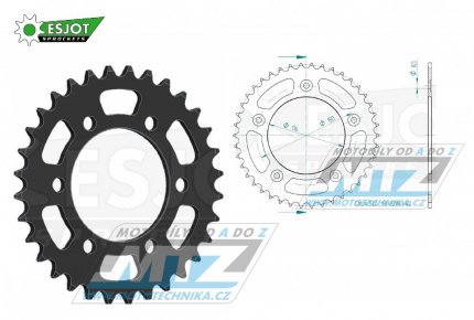 Rozeta ocelová (převodník) 0028-42zubů ESJOT 50-32061-42 -  Aprilia RS250 / 95-04