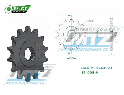 Kolečko řetězové (pastorek) 32065-14zubů ESJOT 50-32065-14 - KTM 125 Sting / 98