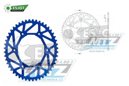 Rozeta ocelov (pevodnk) 0897-48zub ESJOT ULTRALIGHT 50-32065-48LB Offroad (modr) - KTM SX+SXF+EXC+EXCF + SMR+SMC+EGS+MXC+SXC + LC4+Adventure+Duke+Enduro+Rallye + Husaberg TE+FE+FC+FS + Husqvarna TC+TE+FC+FE+TX+FX + Enduro+Supermoto+Vitpilen+Sva