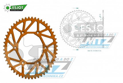 Rozeta ocelová (převodník) 0897-52zubů ESJOT ULTRALIGHT 50-32065-52LO Offroad (oranžová) - KTM SX+SXF+EXC+EXCF + SMR+SMC+EGS+MXC+SXC + LC4+Adventure+Duke+Enduro+Rallye + Husaberg TE+FE+FC+FS + Husqvarna TC+TE+FC+FE+TX+FX + Enduro+Supermoto+Vitpilen+