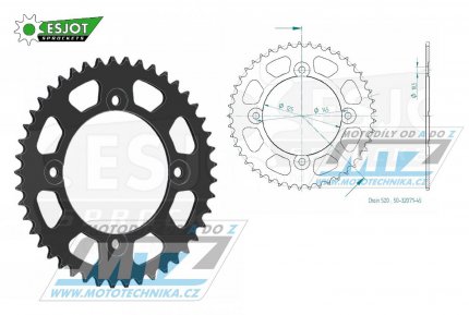 Rozeta ocelová (převodník) 32071-45zubů ESJOT 50-32071-45 - MZ Baghira Enduro 660+Mastiff Funbike 660 / 97-03