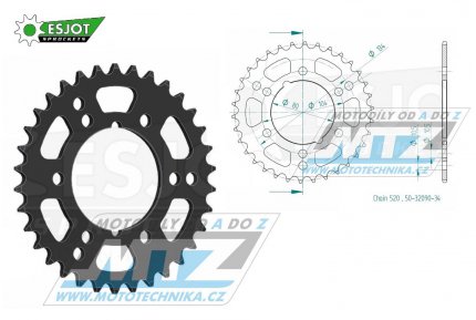 Rozeta ocelov (pevodnk) 32090-34zub ESJOT 50-32090-34 - Polaris 425 Magnum + 300 Xpress + 400 Trail Blazer + 400 Scrambler + 400L Sport + 250 Trail Boss + 325 Trail Boss + 330 Trail Boss + 350 Trail Boss + 250 Trail Blazer + 330 Trail Blazer
