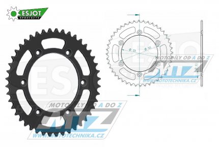 Rozeta ocelov (pevodnk) 0698-40zub ESJOT 50-32097-40 - Cagiva 125 Cruiser / 87-89 + 125 Tamanaco / 88-91 + 125 K7 / 90-92 + 125 N90 / 90-92 + 125 W8 Trail / 92-95 + 125 W8 / 99 + 600 W16 Trail / 94-97 + 350 W12 Trail / 93-96