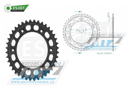 Rozeta ocelová (převodník) 32130-40zubů ESJOT 50-32130-40 - KTM Duke 790L / 18-21 + Duke 890R (L) / 20-22
