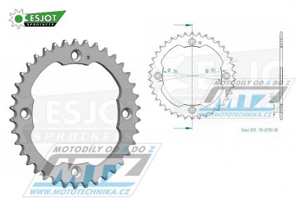 Rozeta ocelov (pevodnk) 32153-38zub ESJOT 50-32153-38 - Triton Outback 300 / 08-11 + Outback 400 4x2 (LOF) / 10-13