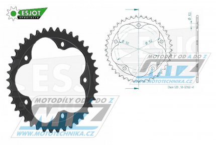 Rozeta ocelov (pevodnk) 32162-41zub ESJOT 50-32162-41 - MV Agusta Brutale 675 / 12-17 + F3 675 ABS 520 Conversion / 18-20
