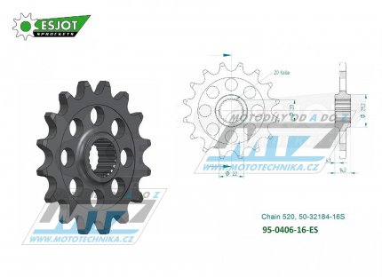 Koleko etzov (pastorek) 0406-16zub ESJOT 50-32184-16S - BMW G310R / 17-22 + G310GS / 17-22
