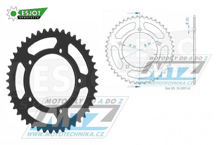 Rozeta ocelov (pevodnk) 1793-45zub ESJOT 50-32207-45 (ern) - Suzuki GSXR600+GSXR750+GSXR1000 + Triumph 865 Bonneville + 865 Scrambler + 865 Thruxton