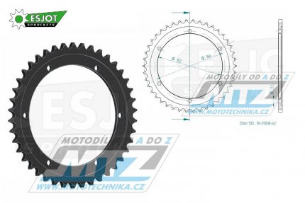 Rozeta ocelov (pevodnk) 0841-42zub ESJOT 50-35008-42 - Yamaha SR500 / 78-91 + SR500 (USA) / 78-81 + XT500 / 78