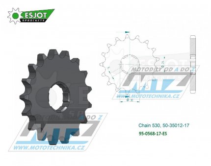 Kolečko řetězové (pastorek) 0568-17zubů ESJOT 50-35012-17 - XS500+XS650 + TX650
