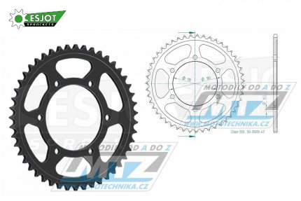 Rozeta ocelov (pevodnk) 0479-47zub ESJOT 50-35013-47 - Yamaha FZ1N + FZ1S Fazer ABS + FZ1 Fazer + FZ6 + FZ6 Fazer + XJR1300C Racer + Kawasaki GPZ500R + GPX500R + GPZ600R + Suzuki GSX-R1000 + MuZ 1000S + 1000SF