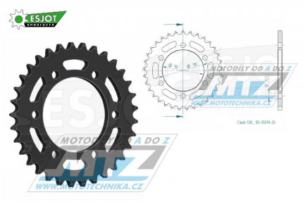 Rozeta ocelová (převodník) 0850-33zubů ESJOT 50-35019-33 - Yamaha TX500 + TX650 + XS500 Spoke Wheel + XS650
