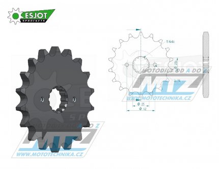 Kolečko řetězové (pastorek) 0566-19zubů ESJOT 50-35021-19 - Kawasaki ZZR600 + ZXR750 + ZXR750R + VN800 + ZX9R Ninja + VN800