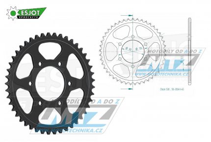 Rozeta ocelov (pevodnk) 0488-45zub ESJOT 50-35041-45 - Kawasaki GPZ550 Unitrack + GPZ400 + KZ550 + KZ650 + KZ750 + KZ1000 + Z550 + Z650 + Z750 + ZR550 + ZR400 + Z650SR + ZXR750 + ZX9R Ninja + ZRX1200 + ZX12R Ninja + ZZR1200 Ninja