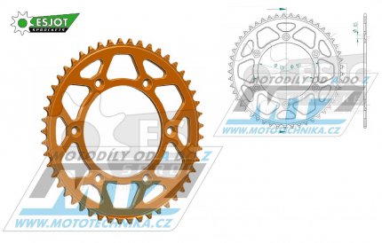 Rozeta řetězová (převodník) Dural 0897-48zubů ESJOT 51-32065-48AO - barva oranžová elox - KTM 125SX+250SXF+ 360EXC+400EXCF+300XC+450XCF+440MX+790 Adventure+620 EGS+690 Duke+125LC2+ 350LC4+525SMR+690SMC + Husaberg TE250+FC350+FE450+FS450+FX450 + Husqv
