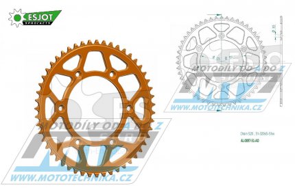 Rozeta řetězová (převodník) Dural 0897-51zubů ESJOT 51-32065-51AO - barva oranžová elox - KTM 125SX+250SXF+ 360EXC+400EXCF+300XC+450XCF+440MX+790 Adventure+620 EGS+690 Duke+125LC2+ 350LC4+525SMR+690SMC + Husaberg TE250+FC350+FE450+FS450+FX450 + Husqv
