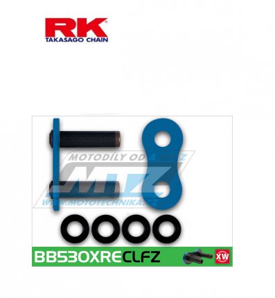 Spojovací článek řetězu (nýtovací skobka řetězu) pro řetěz RK 530 XRE (modrý)