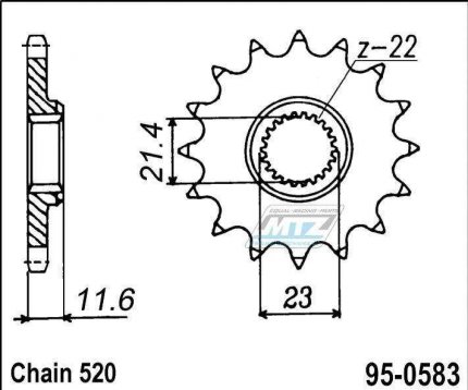 Kolečko řetězové (pastorek) 0583-13zubů MTZ - Yamaha TTR250 + TT250R + TT250RLW