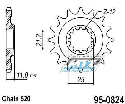 Koleko etzov (pastorek) 0824-13zub Vertex - Husqvarna TE250+TE310+TE410+TE450+TE510+TE570+TE610 + TE410E+TE610E + TC250+TC450+TC510+TC570+TC610 + SMR450+SMR510+SMR530+SMR570+SMR630 + SM610+SM630