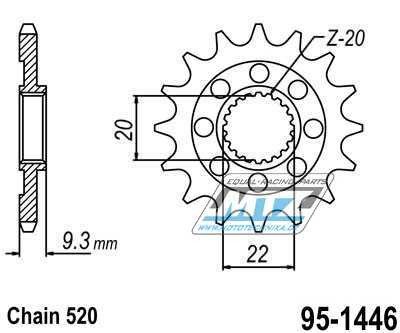 Koleko etzov (pastorek) 1446-13zub MTZ - Kawasaki KX250 + KXF250 / 06-26