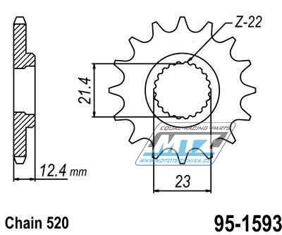 Koleko etzov (pastorek) 1593-14zub MTZ - Yamaha YFM250R Raptor