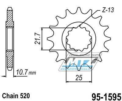 Kolečko řetězové (pastorek) 1595-16zubů MTZ - Yamaha FZ6R + XJ6 + FZ1