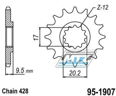 Koleko etzov (pastorek) 1907-14zub MTZ - KTM 85SX+105SX / 04-17 + Husqvarna TC85 / 15-17