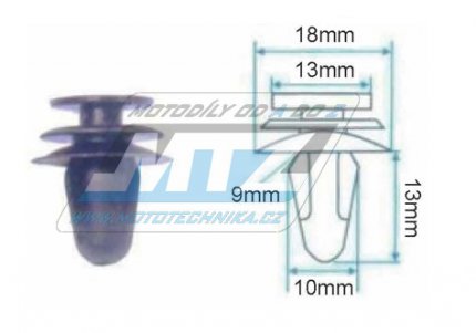 Klip/Nt kapoty (plastov pchytka kapoty) - pro montn otvor 9mm