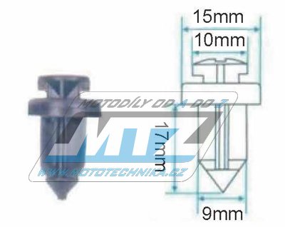 Klip/Nt kapoty (plastov pchytka kapoty) - pro montn otvor 9mm