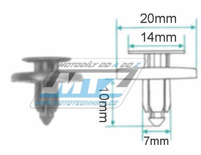 Klip/Nt kapoty (plastov pchytka kapoty) - pro montn otvor 7mm