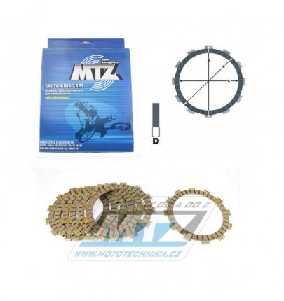 Lamely spojkové třecí (s obložením) MTZ 881-D1222-7 - Honda CR125R+CR250R + Husaberg TE125 + Husqvarna CR125+FE250+TC125+TE125+TE150+TX125+WR125 + KTM 125EXC+125SX+144SX+150SX+200EXC+200SX