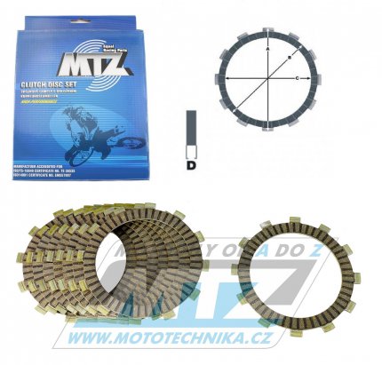Lamely spojkové třecí (s obložením) MTZ 883-D4485-8 - Kawasaki KX125 + KDX125 + KDX200 + KLX250 + KLX250R + KLX300R