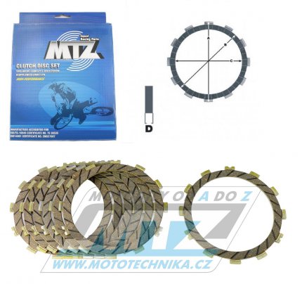 Lamely spojkové třecí (s obložením) MTZ 883-D4499-7 - Kawasaki KX125 / 97-08 + KLR250 / 85-94 + Estrella / 94