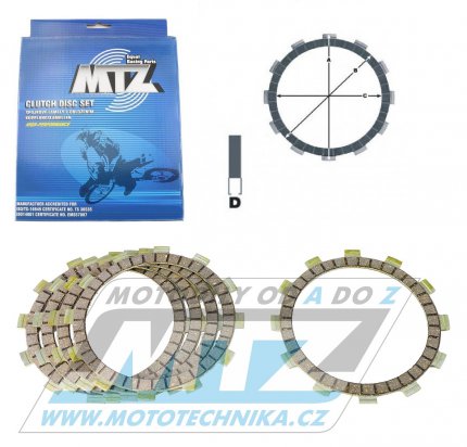 Lamely spojkové třecí (s obložením) MTZ 885-D3318-5 - Suzuki RM80+RM85 + DR125+DRZ125+GN125+GS125 + RV125+TU125+TS125+TS80 + Kawasaki KLX125 + Hyosung GA125+GF125+GT125+GV125 + RT125+XRX125 + Sachs