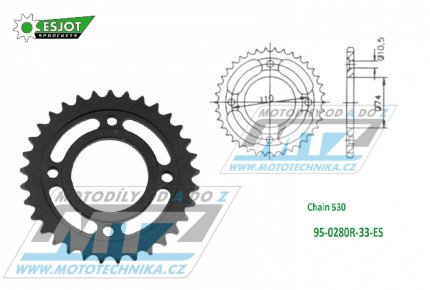 Rozeta ocelov (pevodnk) 0280-33zub ESJOT 50-35027-33 - Honda CB500T / 75-77