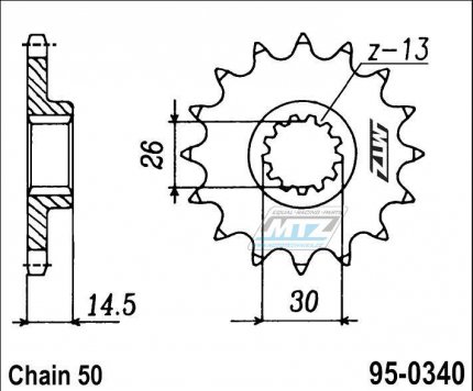 Koleko etzov (pastorek) 0340-16zub MTZ - Honda CBX1000A ProLink / 80 + CBX1000 Pro Link / 80-82