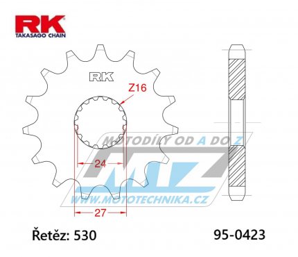 Koleko etzov (pastorek) 0423-18zub RK - Suzuki GSXR1000 + GSX1300BK B-King + GSXR1300R Hayabusa