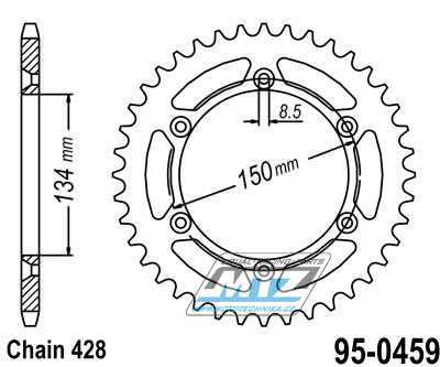 Rozeta ocelov (pevodnk) 0459-52zub MTZ - Kawasaki KDX125 SR / 90-99