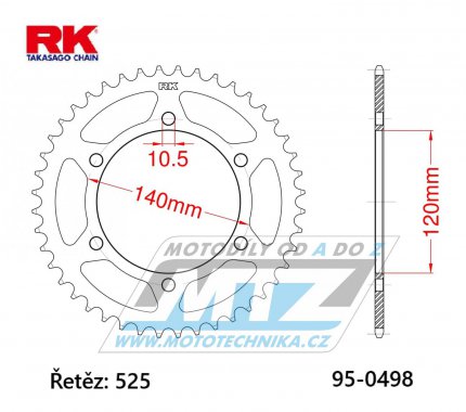 Rozeta ocelov (pevodnk) 0498-46zub RK - Kawasaki ZR7+ZR7S + ZX6R Ninja + ZR750 Zephyr + W650 + Suzuki GSXR750 + GSXR600