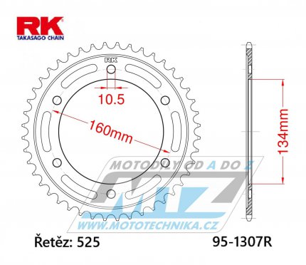 Rozeta ocelov (pevodnk) 1307-41zub RK - Honda CBR600F / 01-07 + CBR600FS Sport / 01-02 + CBR600R / 09-20 + CBR600RA + CBR600RR / 03-25