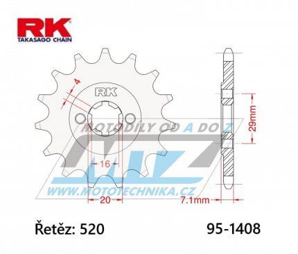 Koleko etzov (pastorek) 1408-15zub RK - Suzuki RV200 Van Van / 15-19 + TSR200 / 90-92